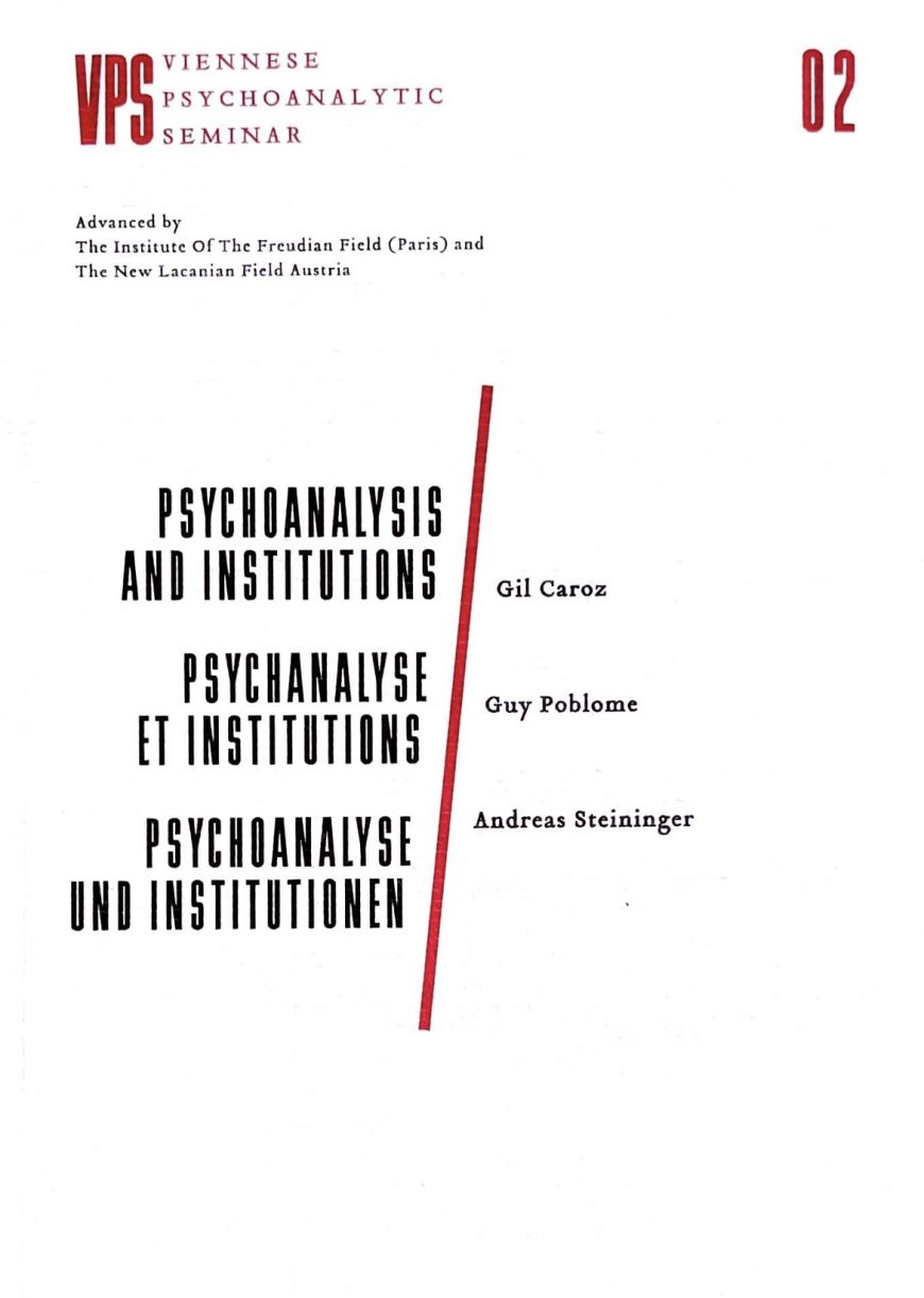 Psychanalyse et Institutions